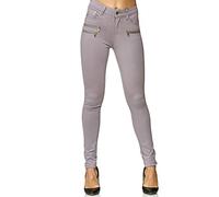 Elara Damen Stretch Hose Skinny Fit Jegging Chunkyrayan H86-26 Lt.Grey 52 (6XL)