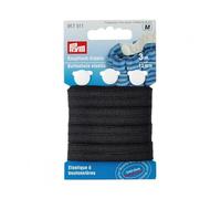 Elastico con asole+3 bottoni, Gold Zack, 12mm, 3 m, nero