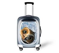 Elastisch Kofferhülle, DOTBUY 3D Reise Kofferschutzhülle Gepäck Cover Reisekoffer Hülle Schutz Bezug Schutzhülle Waschbare Reisetasche Kofferbezug (Eule,L (26-28 Zoll))