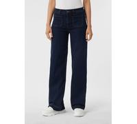 Elastische Wide-Leg-Jeans mit aufgesetzten Taschen blau 36/REG