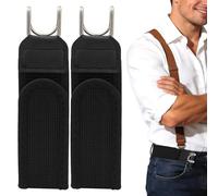 Elastischer Gürtel Ohne Schnalle Herren Damen, Unsichtbarer Gürtel Gürtelhaken Stretch Ersatz Taktischer Metallhakengürtel Klettverschluss für Jeans Hosen Kleid Outdoor Beruf (2 Stück - Schwarz)