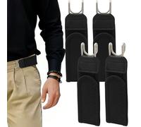 Elastischer Gürtel Ohne Schnalle Herren Damen, Unsichtbarer Gürtel Gürtelhaken Stretch Ersatz Taktischer Metallhakengürtel Klettverschluss für Jeans Hosen Kleid Outdoor Beruf (4 Stück - Schwarz)