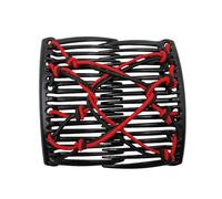 Elastischer Kammclip, Doppelter Haarkamm, Vintage Magic Haarspange, Flexibles Anti-Rutsch-Design, Sicherer Halt für Zöpfe und Brötchen, 5 cm, Schwarz, 1 Stück
