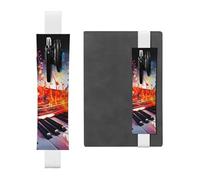 Elastisches Band, Stifthalter aus Leder für Notizbuch, bunt, Klaviertastatur, Musiknoten, Stifteetui, Tasche, verstellbares Tagebuch, Stifteetui, Lesezeichen, passend für 20,3 cm bis 25,4 cm große