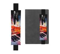 Elastisches Band, Stifthalter aus Leder für Notizbuch, bunt, Klaviertastatur, Musiknoten, Stifteetui, Tasche, verstellbares Tagebuch, Stifteetui, Lesezeichen, passend für 20,3 cm bis 25,4 cm große