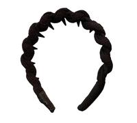 Elastisches Haarreif, Stoff-Stirnband für Damen, Twist-Design mit rutschfesten Zähnen, leicht, bequem, für den täglichen Gebrauch, Schwarz