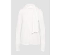 Langarmshirt S.OLIVER, Damen, Gr. 44, weiß, Obermaterial: 64% Modal, 36% Polyester, unifarben, regular fit taillenbedeckt, ohne Ausschnitt, Shirts Langarmshirt, mit dekorativer Schleife (61275403-44) 