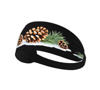 Elastisches Sport-Stirnband Haarband HYTTER Tannenzapfen auf dem Schnee Bild Spandex, weich, atmungsaktiv, schnell trocknend