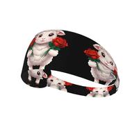 Elastisches Sport-Stirnband, Haarband, YYHWHJDE Rose, Lammmuster, Spandex, weich, atmungsaktiv, schnell trocknend