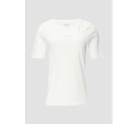 s.Oliver Damen T-Shirt, Baumwolle, Rundhals, Kurzarm, Elastisch, Creme, Größe 38