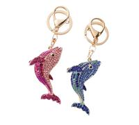 ELAYARD 2 Stück Metall Delphin Schlüsselanhänger mit Funkelnden Strasssteinen Modische Kleine Anhänger Blau Kreatives Geschenk und Dekorativer Glücksbringer für Taschen und Schlüsselbund