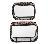 ELAYARD 2 Stück wasserdichte Leopardenmuster Kulturbeutel Teiliges Große Transparente Reise Kosmetiktasche Wasserresistent Portabel für Damen für Camping und Business