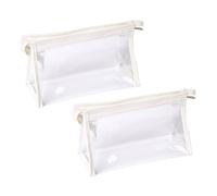 ELAYARD 2stücke Transparente Stifttasche Großer Kapazität Multifunktionale Federmäppchen Für Schüler Und Büro Leichte Tragbare Kosmetiktasche Und Schreibwaren-aufbewahrung Weiß Umrandet