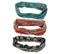 ELAYARD 3 Stück Elastische Haarbänder mit Ethnischem Print Stirnbänder Damen für Alltag Party und Reise Retro Stil Vielseitige Haaraccessoires in Tiefrot