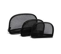 ELAYARD 3 Stück Teiliges Schwarzes Mesh Make up Tasche mit Reißverschluss Transparente Kosmetiktaschen in Verschiedenen Leicht Reißfest Großer Stauraum als Kulturbeutel für Reisen und