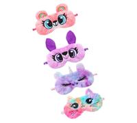 ELAYARD 4 Stück Teiliges Schlafmaske Cartoon Tier Motiv Weiche Plüsch Augenmaske Lichtblockierend für Reisen und Junge Mädchen mit Bequemem Sitz und Effektivem Schlafschutz