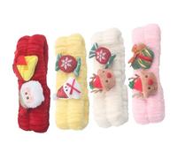 ELAYARD 4 Stück Teiliges Weiches Flanell-stirnband Elastisch und Bequem Verstellbar für Gesichtsreinigung Make-up und Spa Niedliche Weihnachtsmotive in Rot Gelb Weiß und Geeignet für Damen