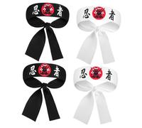 ELAYARD Japanische Stirnbänder 4er Satz Ninja Stil mit Aufdruck als Handgelenkband oder Halstuch aus Strapazierfähigem Polyester für Fitness Männer Karate Training