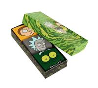 Elbenwald 3er Set Socken Geschenkbox - verschiedene Motive wie Supernatural, Harry Potter, One Piece Geschenkidee Mehrfarbig (DE/NL/SE/PL, Numerisch, 36, 39, Regular, Regular, Rick and Morty)