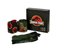 Elbenwald 3er Socken Geschenkbox - verschiedene Motive wie Jurassic Park, Marvel, Star Wars Geschenkidee Unisex Mehrfarbig (DE/NL/SE/PL, Numerisch, 35, 41, Regular, Regular, Jurassic Park)