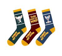 Elbenwald 3er Socken Set in Geschenkbox - Harry Potter, One Piece, Drachenzähmen leicht gemacht & mehr Unisex Herren Damen (DE/NL/SE/PL, Numerisch, 41, 45, Regular, Regular, Pinky and the Brain)