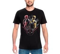 Elbenwald Deadpool Shirt mit Wolverine Double Trouble Design für Herren Damen Unisex Baumwolle Schwarz - XL