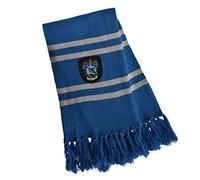 Elbenwald Harry Potter Schal Ravenclaw Hausfarben mit Wappen Patch und Fransen 24 x 170 cm blau grau