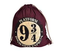Elbenwald Harry Potter Sportbag Gleis 9 ¾ Hogwarts Express Symbol Frontprint mit Kordelzug 46 x 36 cm Baumwolle rot