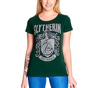 Elbenwald Harry Potter T-Shirt Hogwarts Hauswappen Slytherin Frontprint für Damen grün - XS