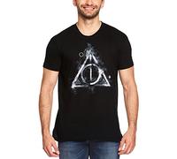 Elbenwald Harry Potter T-Shirt mit Smoky Deathly Hallows Frontprint zu den Heiligtümern für Damen Herren Unisex Baumwolle schwarz - XXL