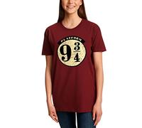 Elbenwald Harry Potter T-Shirt Plattform 9 ¾ Hogwarts Express Distressed Frontprint Damen Herren Baumwolle rot - S