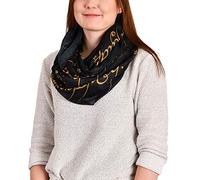 Elbenwald Herr der Ringe Loop Schal mit Der Eine Ring Inschrift Print Ø 79 cm und 90 cm breit schwarz