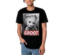 Elbenwald Marvel T-Shirt mit Baby Groot Motiv für Herren Damen Unisex Baumwolle schwarz - XXL