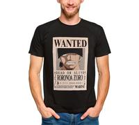 Elbenwald One Piece - T-Shirt Roronoa Zoro Wanted Schwarz Baumwolle (DE/NL/SE/PL, Alphanumerisch, XXL, Regular, Regular)