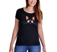 Elbenwald Sailor Moon T-Shirt mit Luna Motiv für Damen Baumwolle schwarz - XL