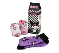 Elbenwald Sanrio - Socken 3er Set in Geschenkbox Hello Ktty and Friends mit Kuromi, My Melody und Cinnamoroll Mehrfarbig