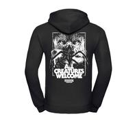 Elbenwald Stranger Things - Kapuzen Pullover Vecna All Creatures Welcome Schriftzug vordere Eingrifftasche warmes weiches Material Schwarz (DE/NL/SE/PL, Alphanumerisch, 3XL, Regular, Regular)