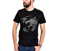 Elbenwald T-Shirt mit Wolf Emplem Frontprint für Witcher Fans schwarz - XL