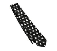 Elbenwald The Mandalorian Krawatte im Symbols Design - Grogu, Mandalorianer Helm, New Republic und Clan Mudhorn - für Herren Damen Unisex 152 x 7 cm Schwarz Weiß