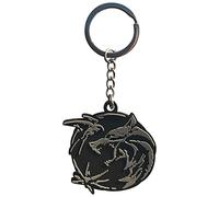 Elbenwald Witcher Schlüsselanhänger Wolf Logo Metall schwarz, 5,7 x 5,7 cm