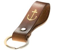 ELBERCRAFT® Schlüsselanhänger Leder ANKER der Schlüssel Organizer für deine Schlüsseltasche keychain made in Germany braun Gravur gold