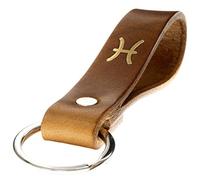 ELBERCRAFT® Schlüsselanhänger Leder Sternzeichen Fische Gold geprägt das kleine Geschenk zum Geburtstag für deinen Lieblingsmenschen Frau oder Mann Handmade in Germany