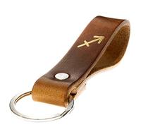 ELBERCRAFT® Schlüsselanhänger Leder Sternzeichen Schütze Gold geprägt das kleine Geschenk zum Geburtstag für deinen Lieblingsmenschen Frau oder Mann Handmade in Germany
