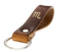 ELBERCRAFT® Schlüsselanhänger Leder Sternzeichen Skorpion Gold geprägt das kleine Geschenk zum Geburtstag für deinen Lieblingsmenschen Frau oder Mann Handmade in Germany