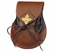 Elbische Gürteltasche aus echtem Leder, braun-schwarz, mit Zierschließe - Outlet