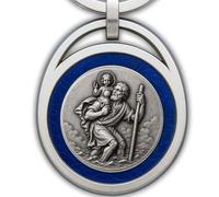 ELBKAISER - Christopherus Auto Schlüsselanhänger - Blau - Heiliger Christophorus Auto.Anhänger für Autofahrer - Schutzpatron Autofahrer - Christophorus-für.Auto, Heiliger Christophorus.Anhänger