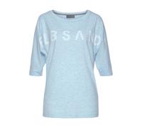 3/4-Arm-Shirt ELBSAND "Iduna", Damen, Gr. XXL (44), blau (hellblau), Jersey, Obermaterial: 50% Baumwolle, 50% Polyester, unifarben, figurumspielend hüftlang, Rundhals, Shirts 3/4-Arm-Shirt, mit Logodr