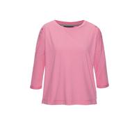 3/4-Arm-Shirt ELBSAND "Veera", Damen, Gr. M (38), pink (pink, orange), Single Jersey, Obermaterial: 50% Baumwolle, 50% Polyester, gestreift, figurumspielend hüftlang, Rundhals, Shirts 3/4-Arm-Shirt, m