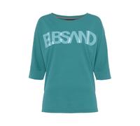 3/4-Arm-Shirt ELBSAND, Damen, Gr. M (38), grün (seaweed teal), Jersey, Obermaterial: 50% Baumwolle, 50% Polyester, unifarben, casual, figurumspielend hüftlang, Rundhals, 3/4-Ärmel, Shirts, mit Logodru