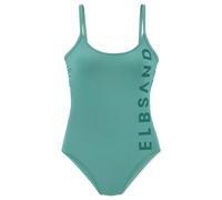 Badeanzug ELBSAND, Damen, Gr. 42, Cup B, grün (mint), Recycling-Polyamid, unifarben, Badeanzüge Badeanzug, mit großem Schriftzug (79417534-42) mint